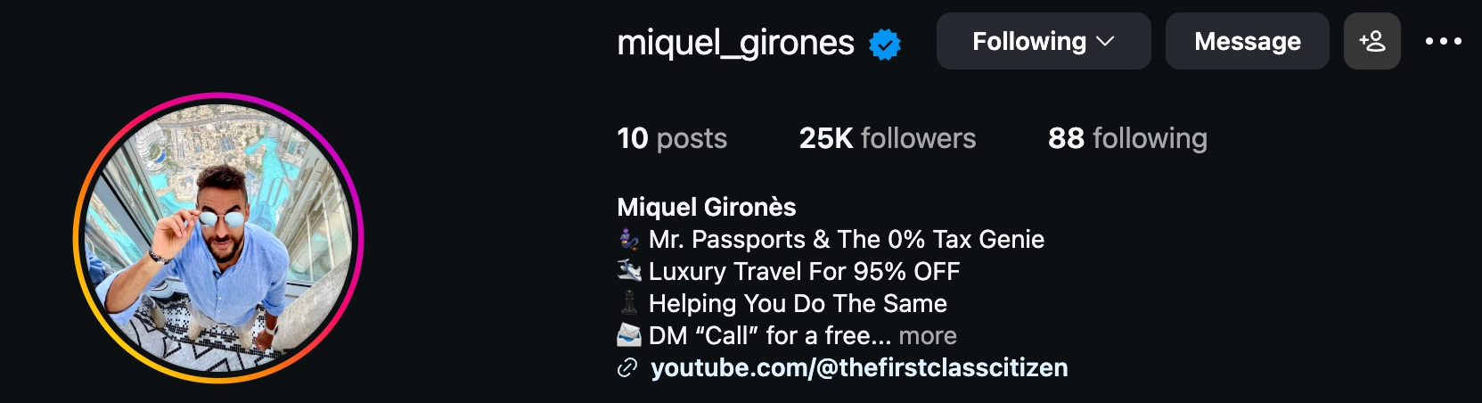 Instagram before: 10 posts, 25K followers, 88 following